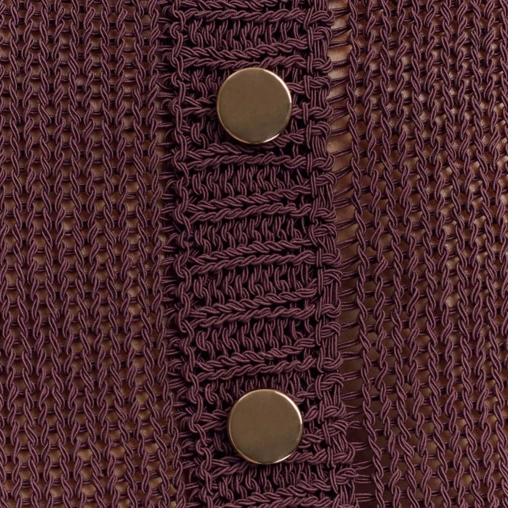 Meshki Plum Button-Front Knit Cardigan Set